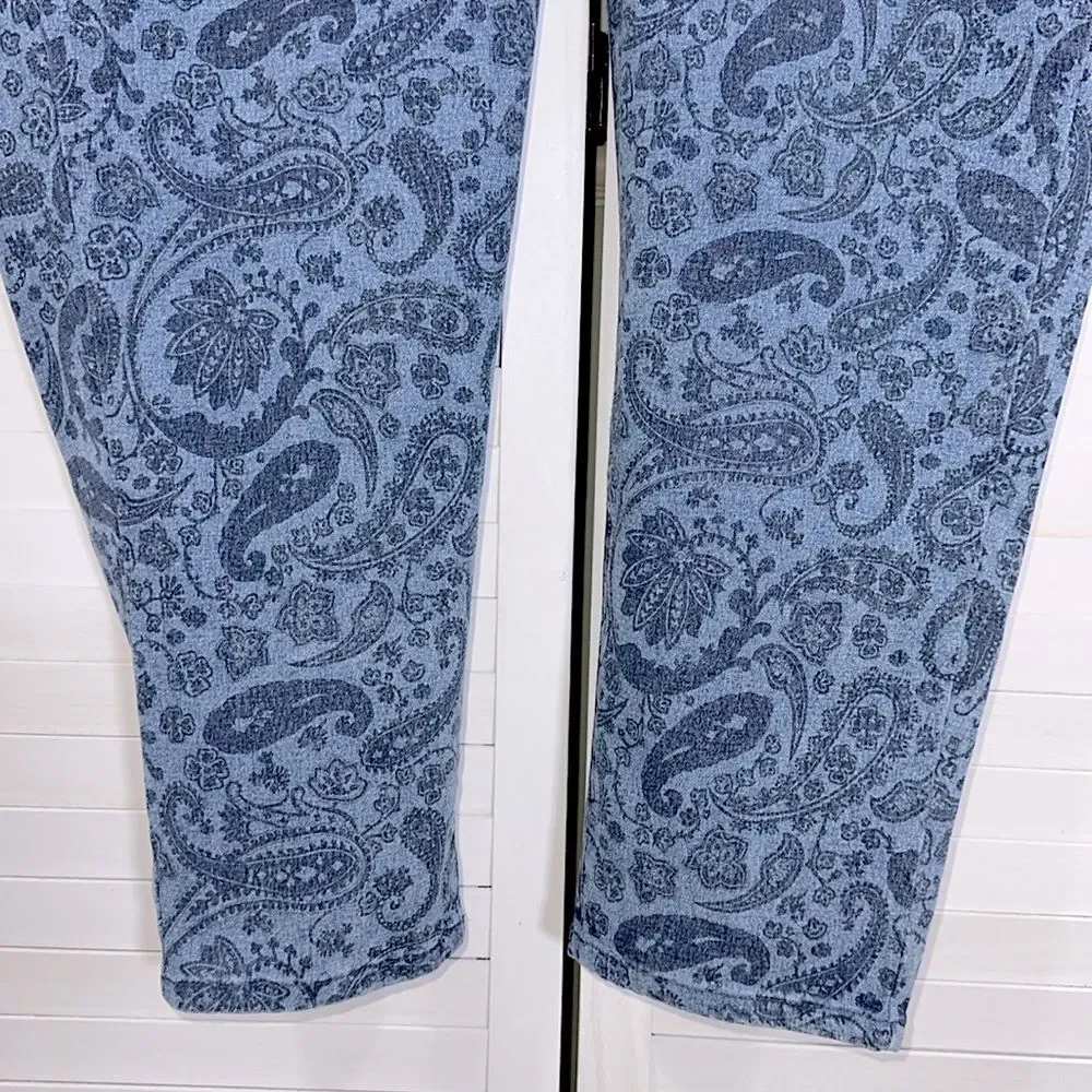 DG2 Blue Paisley Denim Pants Pull On Size 3XP NWT